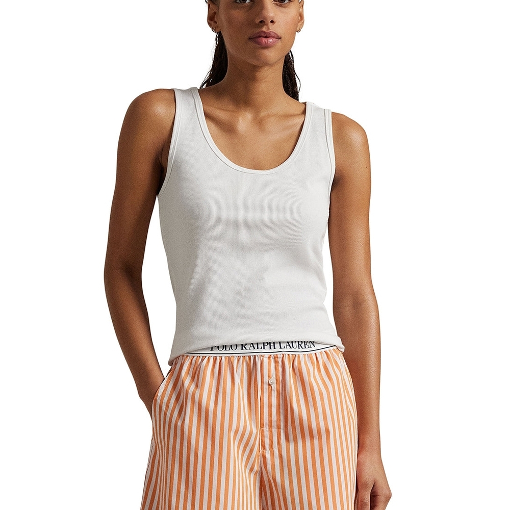 Ralph Lauren Sleep Boxers White & Tangerine Stripe, Size Small